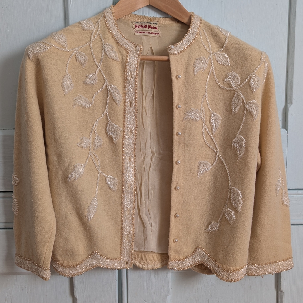 Vintage Beaded Bonnie Wong Wool Sweater